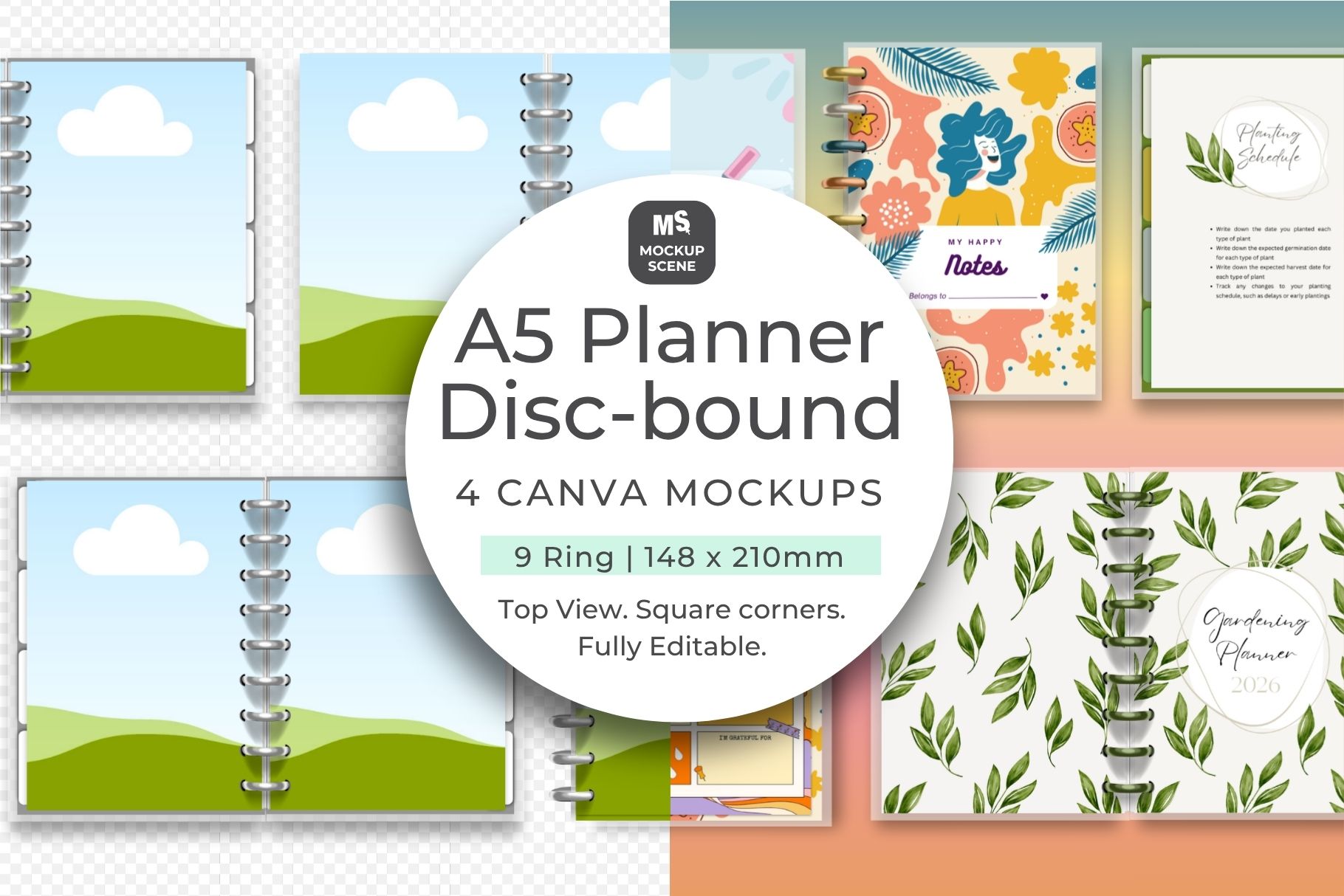 Disc Bound Planner Canva Mockup A5