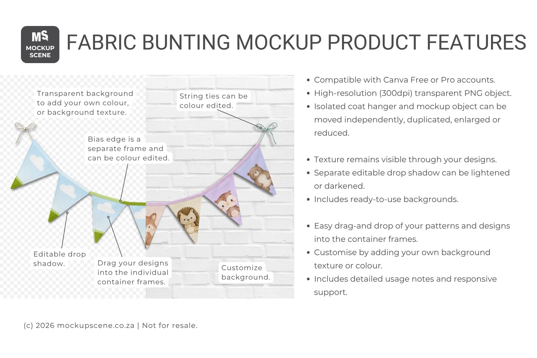 Fabric Bunting Flags Canva Mockup - Image 2