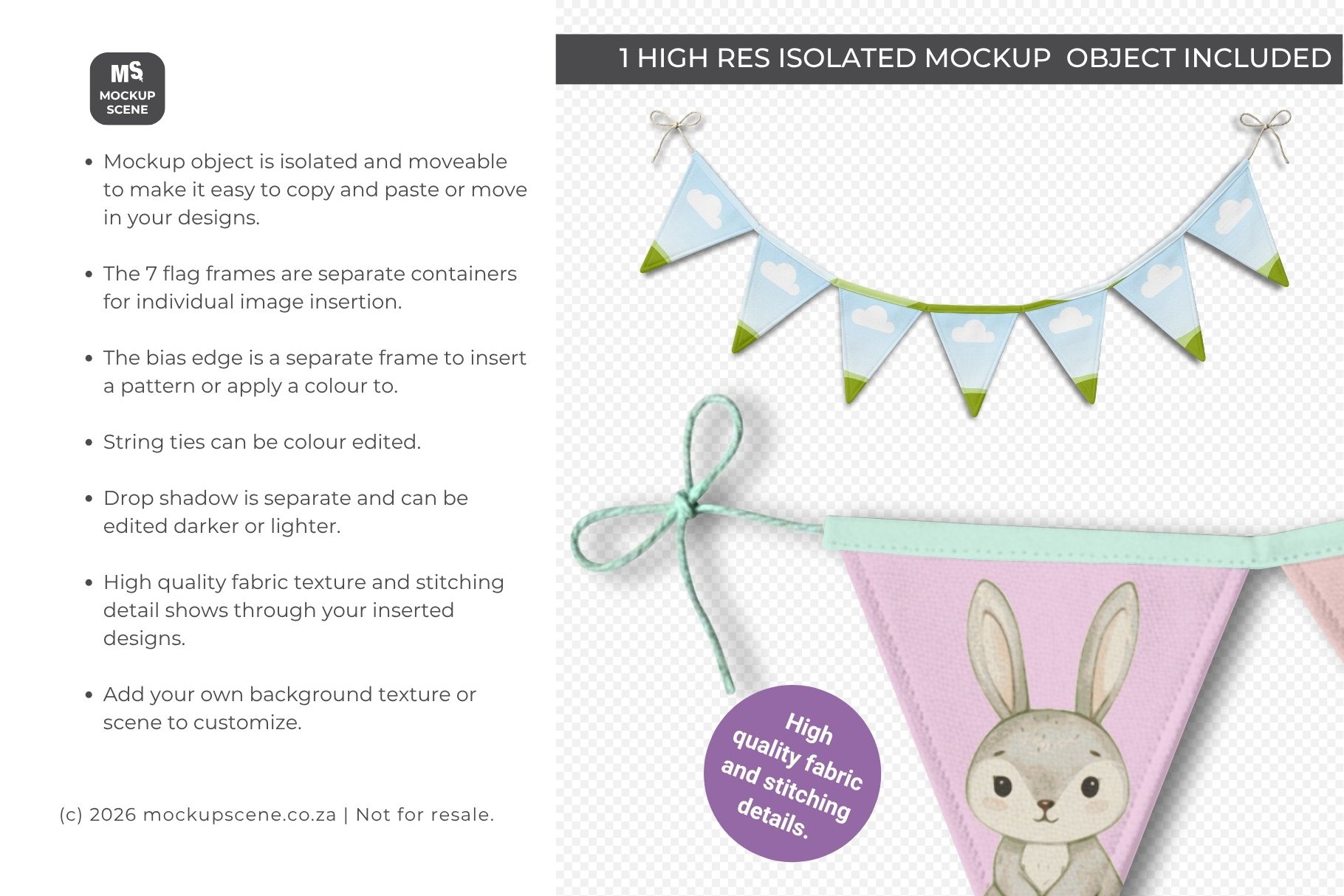 Fabric Bunting Flags Canva Mockup - Image 3