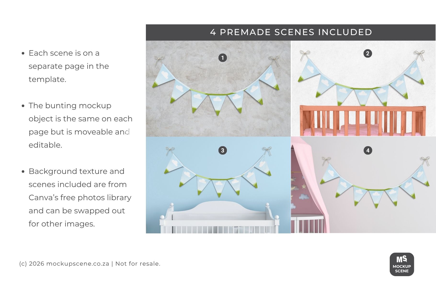 Fabric Bunting Flags Canva Mockup - Image 4
