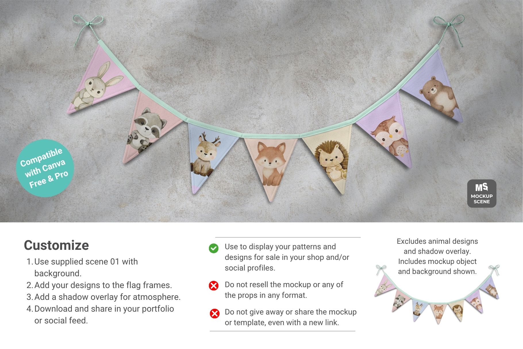 Fabric Bunting Flags Canva Mockup - Image 6