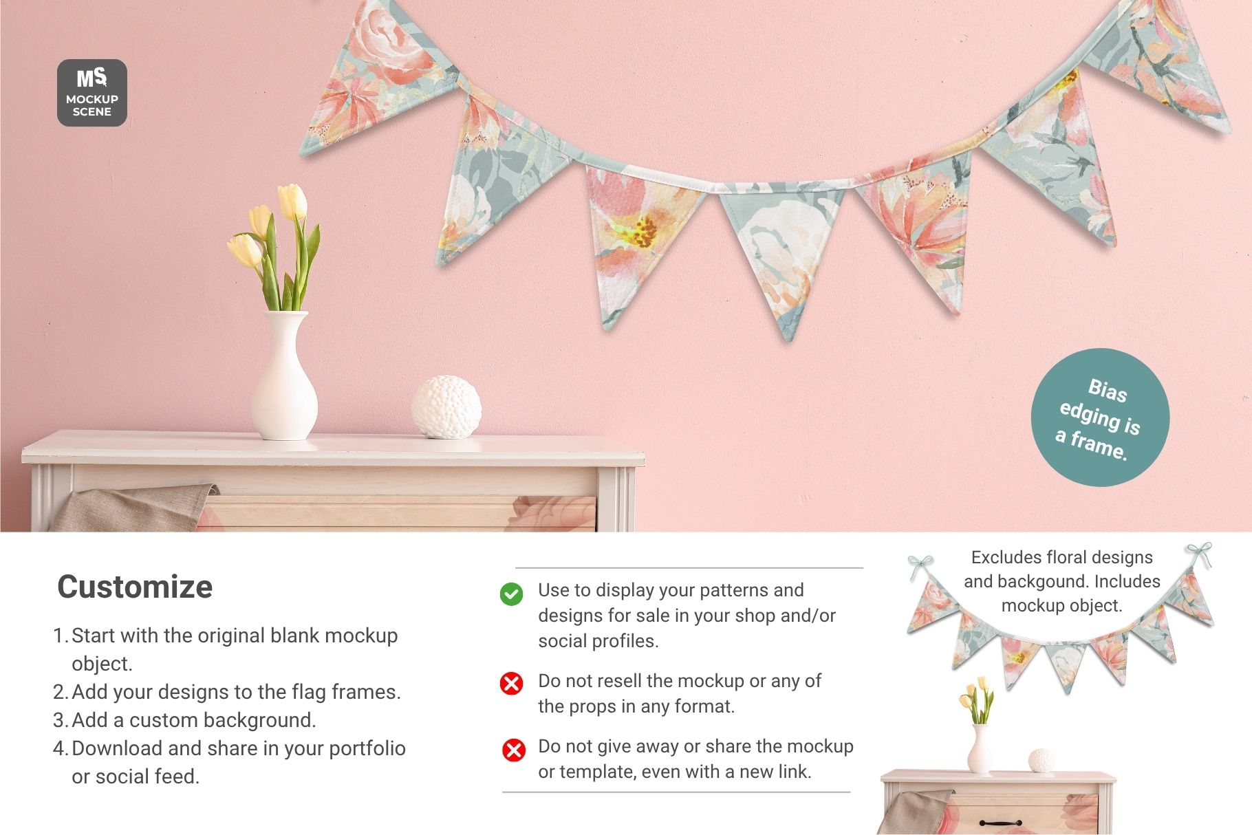 Fabric Bunting Flags Canva Mockup - Image 8