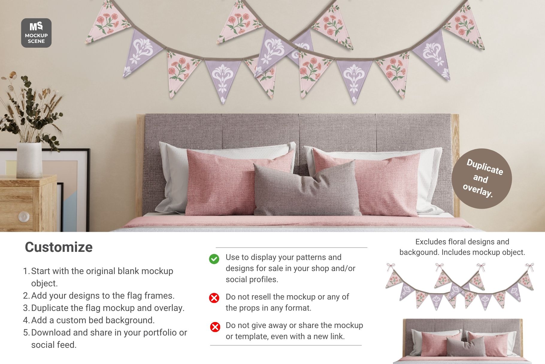 Fabric Bunting Flags Canva Mockup - Image 9