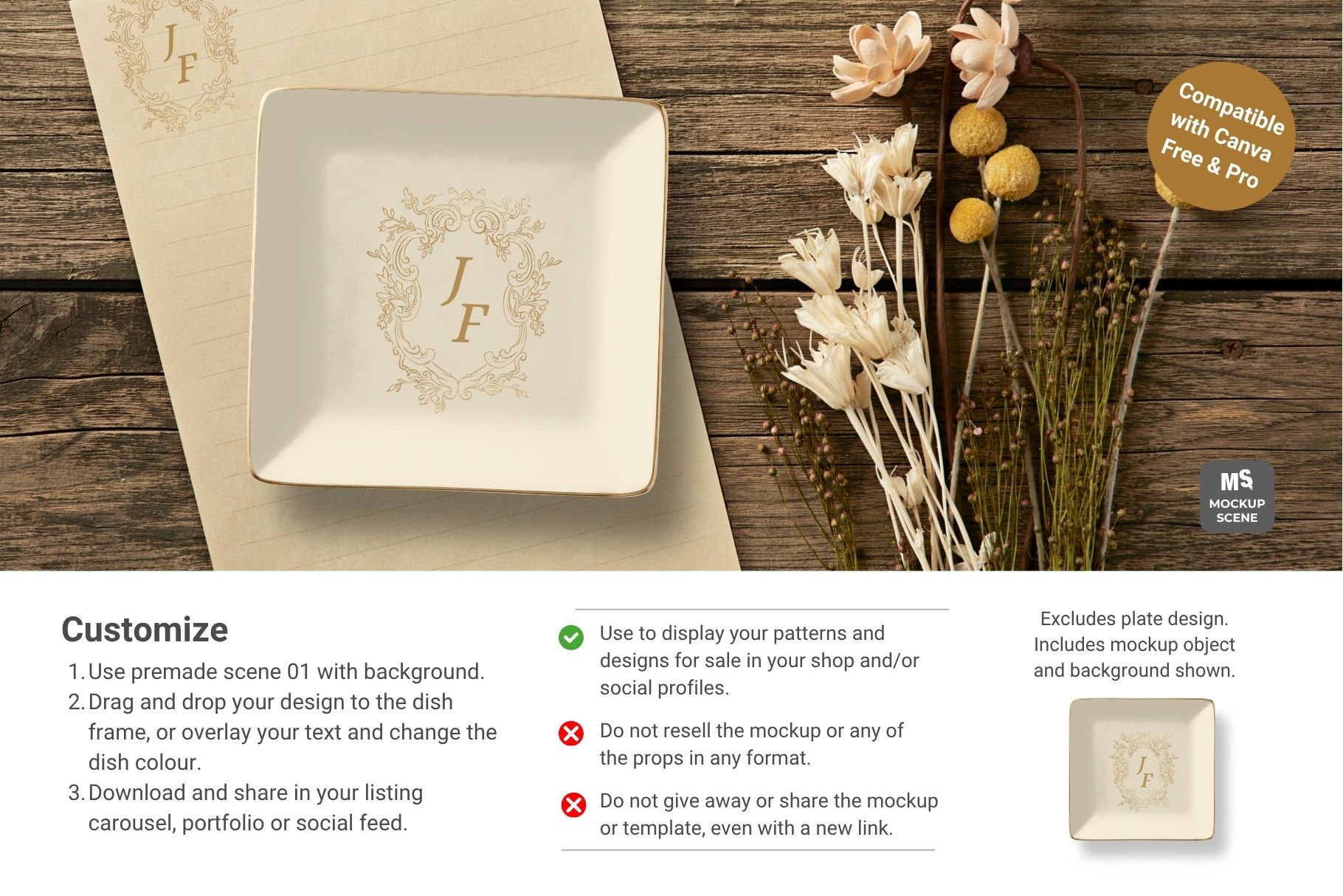 Square Ceramic Dish Canva Mockup - Image 7